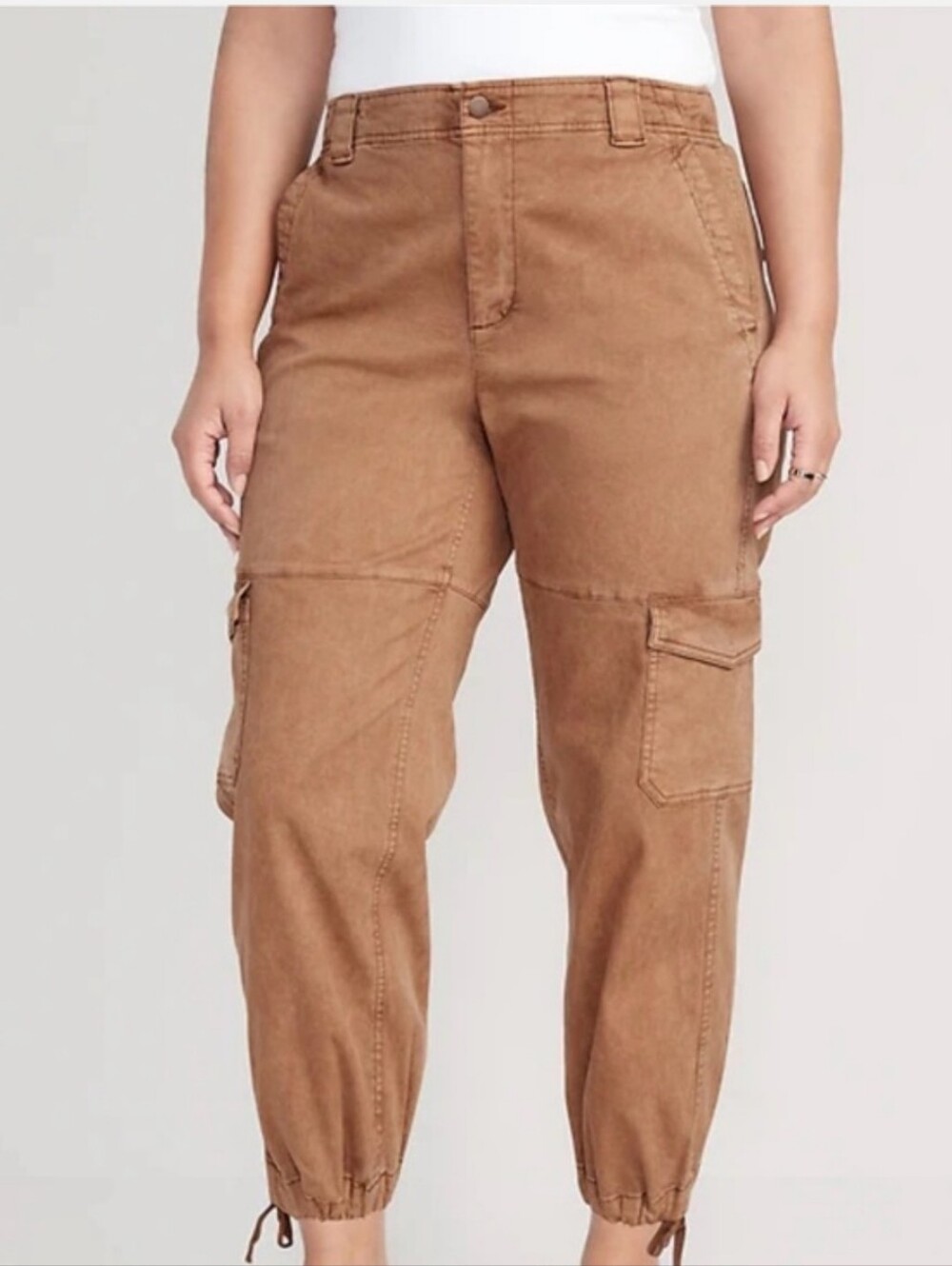 Old Navy Cropped Cargo Drawstring Hem Pants in Brown